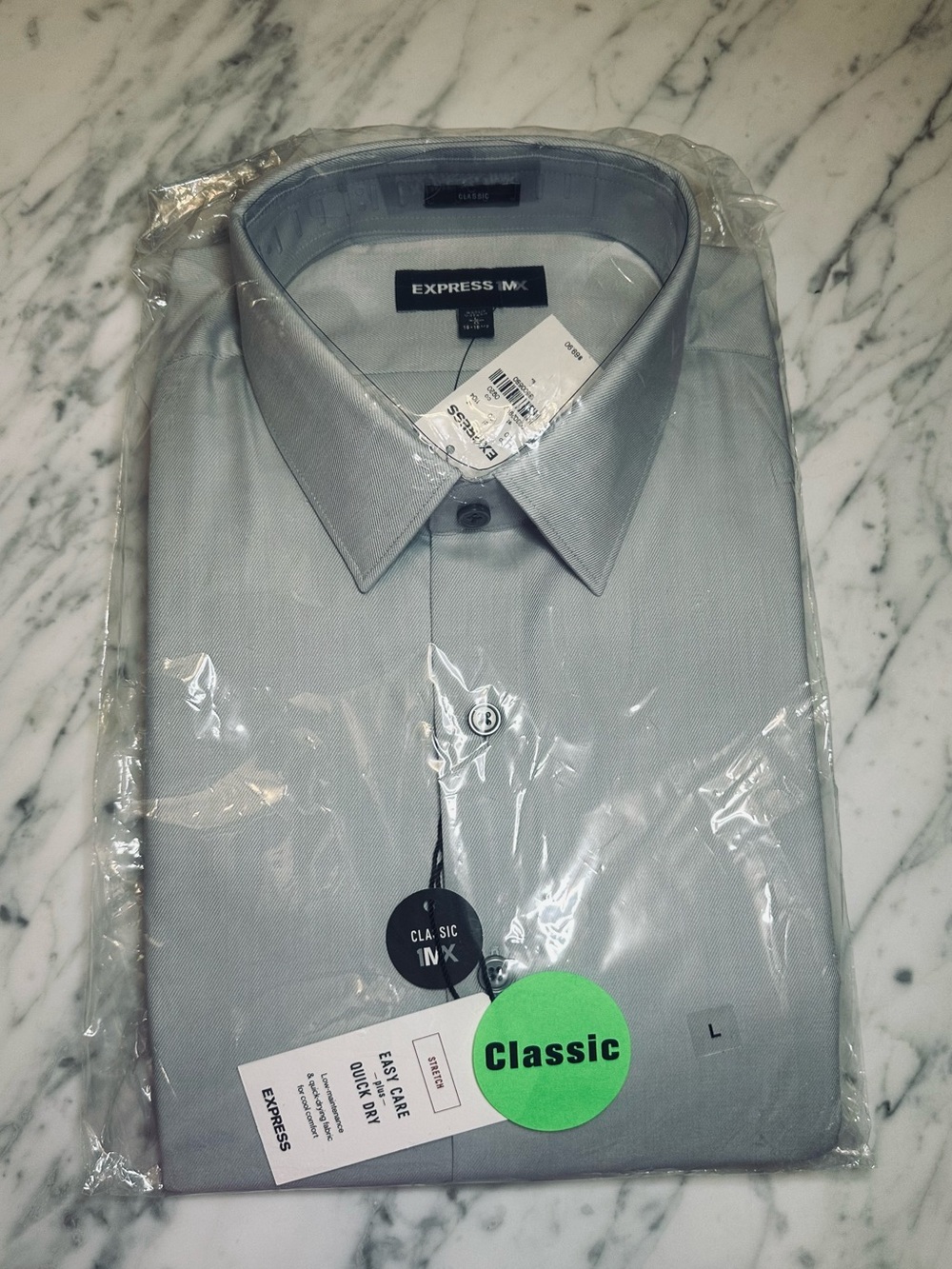 Express Men’s 1MX Dress Shirt - Light Silver Gray